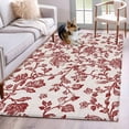 thumbnail image 2 of Farmhouse Red Large Area Rugs for Bedroom Living Room, Soft Non Slip Carpet Bedside Rug, Vintage Flower Leaf Botanical Plant Rectangular Floor Cover Kitchen Accent Rug 4'x6' for Dining Room/Office, 2 of 9