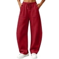 thumbnail image 2 of Wlynlyn Women’s Barrel Sweatpants Elastic Waist Drawstring Baggy Casual Sports Sweat Track Pants with Pockets(X-Large,Wine), 2 of 9