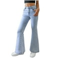 thumbnail image 2 of GBSYEWXS Children Girls Jeans Size 9-10 Years Fashion Classic-Fit Flare Comfort Waist Denim Pants Blue, 2 of 7