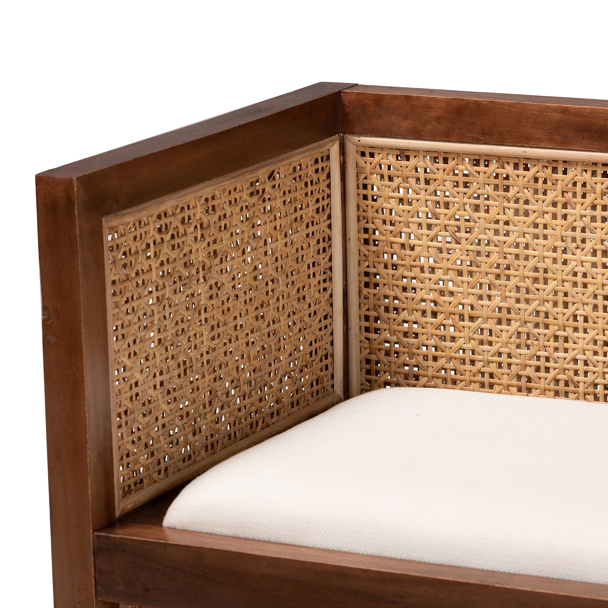 bali & pari Rectangle Natural Rattan Living Room Boho Accent Bench with Floating Seat, Light Honey