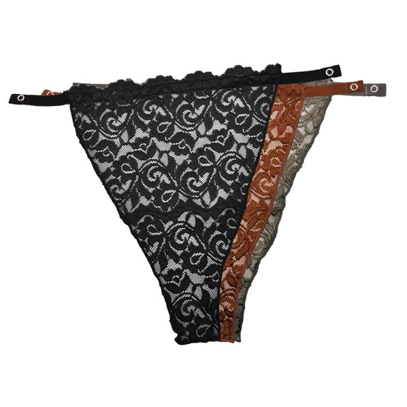 [198] Snappy Cami Snap-To-Bra Mock Camisole - Original Classic - Full Lace - Three in a Pack - Black, Gray, Brown.