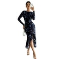 thumbnail image 6 of NAYTOAO Women's Spring Wedding Guest Dress 2026 Long Sleeve Ruched Bodycon Floral Ruffle Cocktail Party Maxi Dresses, 6 of 8