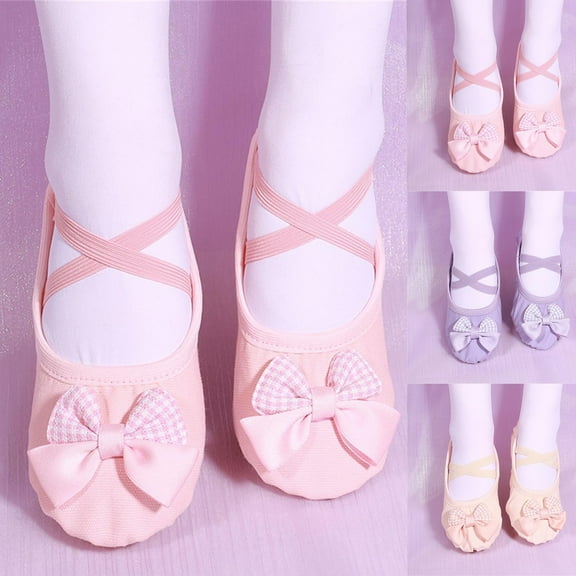 Eltusu Girls Ballet Dance Shoes, Soft Comfort Non-Slip Breathable Ballet Slippers Practice Shoes Pink Size 8(Toddler)-3.5(Big Kids)