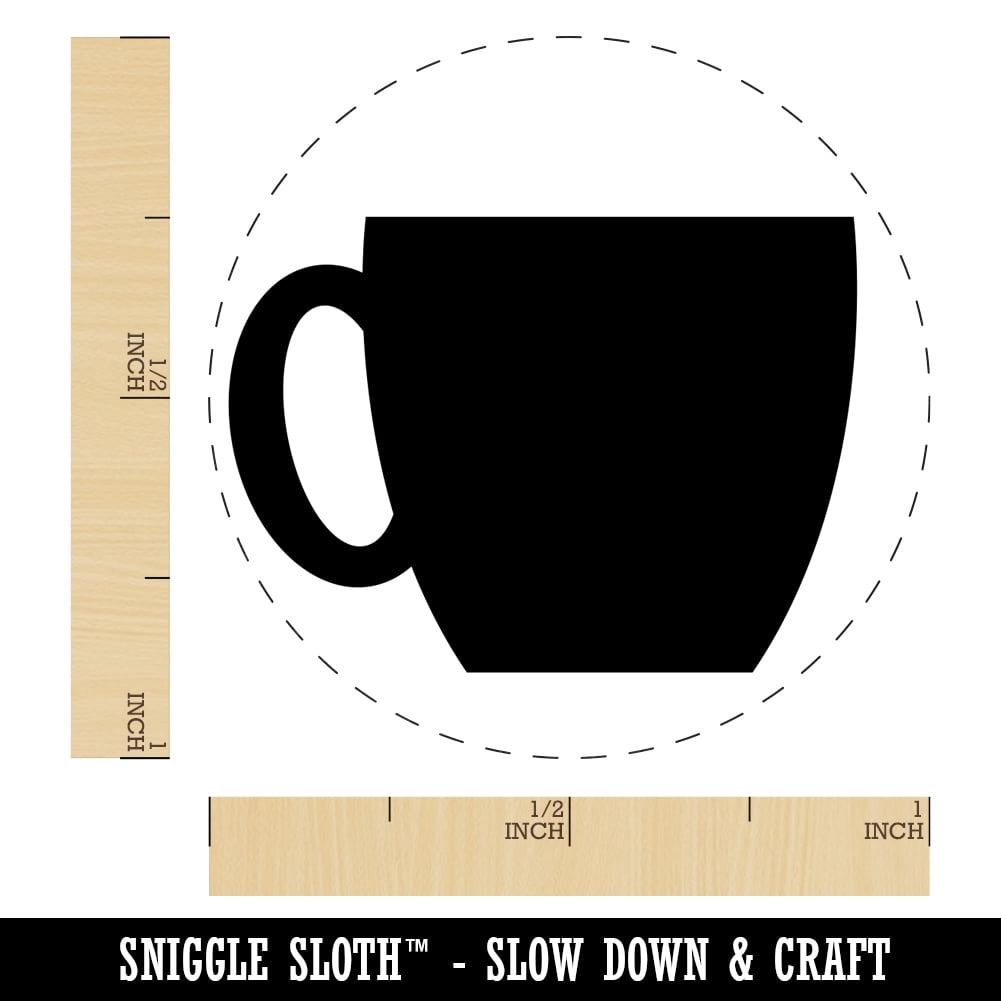 Coffee Mug Cup Solid Self-Inking Rubber Stamp Ink Stamper - Brown Ink - Medium 1 Inch