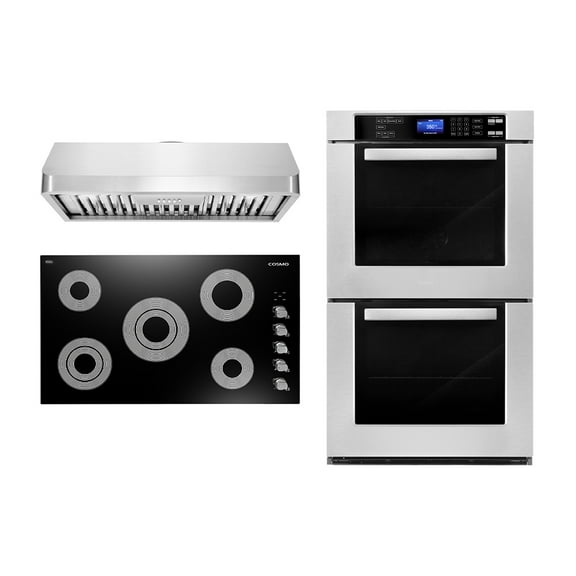 Cosmo 3-Piece 36" Electric Cooktop 36" Under Cabinet Range Hood 30" Wall Oven