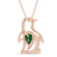 thumbnail image 4 of AFFY Pear Simlated Emerald & Cubic Zirconia Penguin Pendant Necklace 14K Rose Gold Over Sterling Silver, 4 of 7