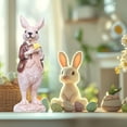 thumbnail image 5 of POLISE Spaces Easter Bunny Resin Figurine 7.9x2.4x2.4 Inch, Multicolor Rabbit Statue in Brown Gold Silver Blue Yellow, Decorative Idyllic Ornament for Living Room Home Office Shelf Table Spring Decor, 5 of 8