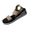 thumbnail image 3 of Afuyipoi Women's Elastic Strappy Sandals Plus Size Comfortable Summer Beach Vacation Khaki Size 7.5, 3 of 7