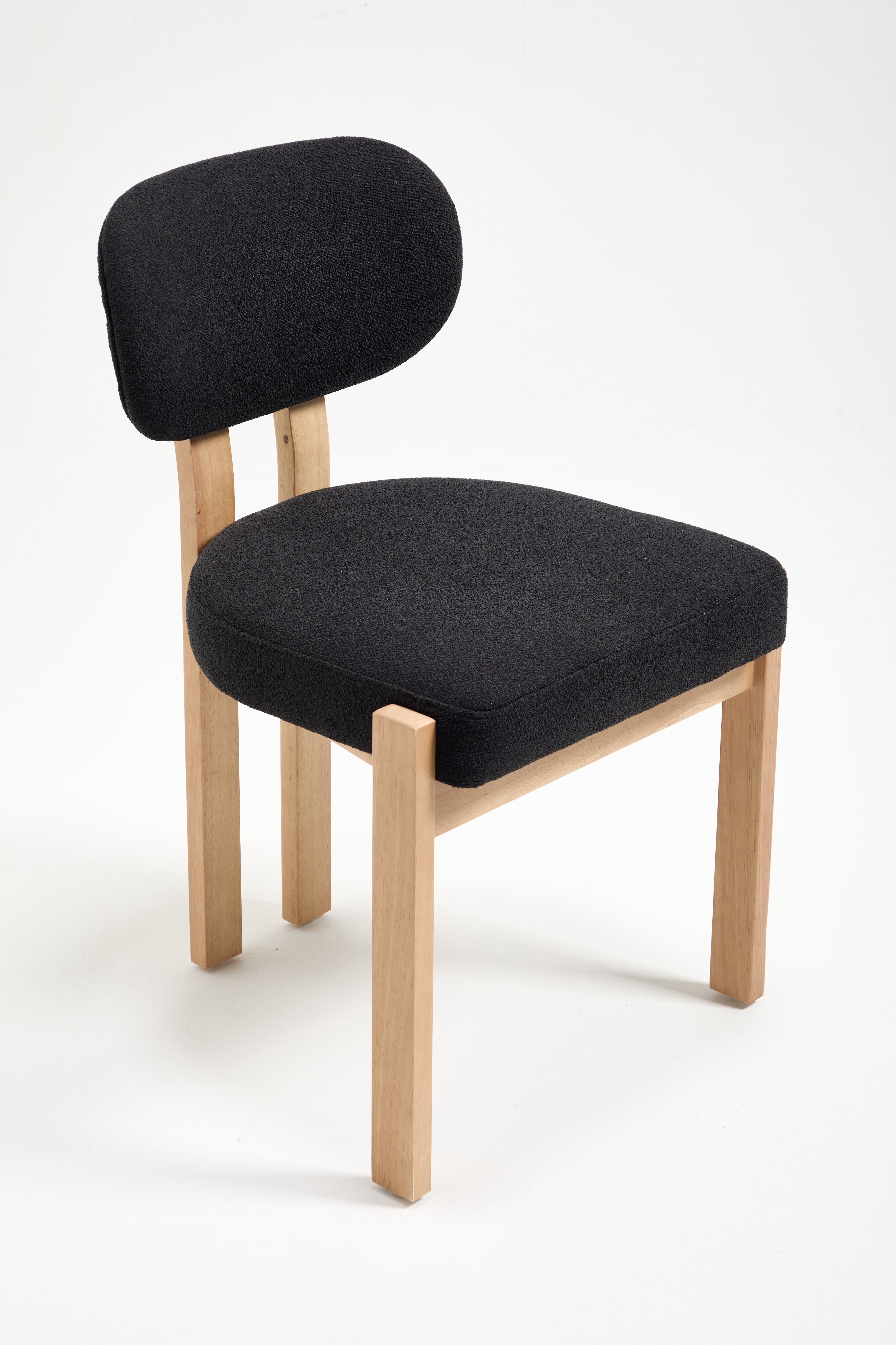 PORKISS Upholstered Dining Chairs Set of 2, Mid-Century Kitchen Chairs with Solid Wood Legs and Cushioned Wingback for Kitchen, Black