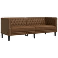thumbnail image 2 of vidaXL Chesterfield Sofa 3-Seater Brown Faux Suede Leather, 2 of 9