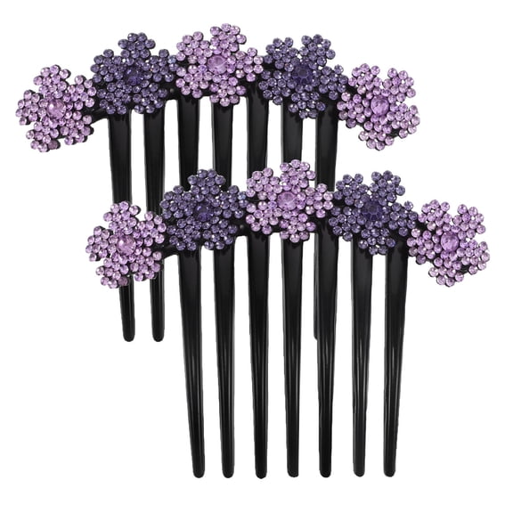 SEWCHICS 2Pcs Elegant Design Rhinestone Hair Clips Styling Aid for Weddings with Violet Plastic