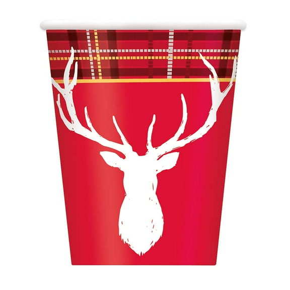 Unique Disposable Paper Cups - 9 Oz | Red Cardinal Christmas | 8 Pcs