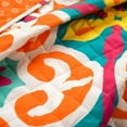 thumbnail image 3 of Lush Decor Boho Floral Reversible Oversized Quilt Turquoise/Orange 3Pc Set King/Cal King, 3 of 8