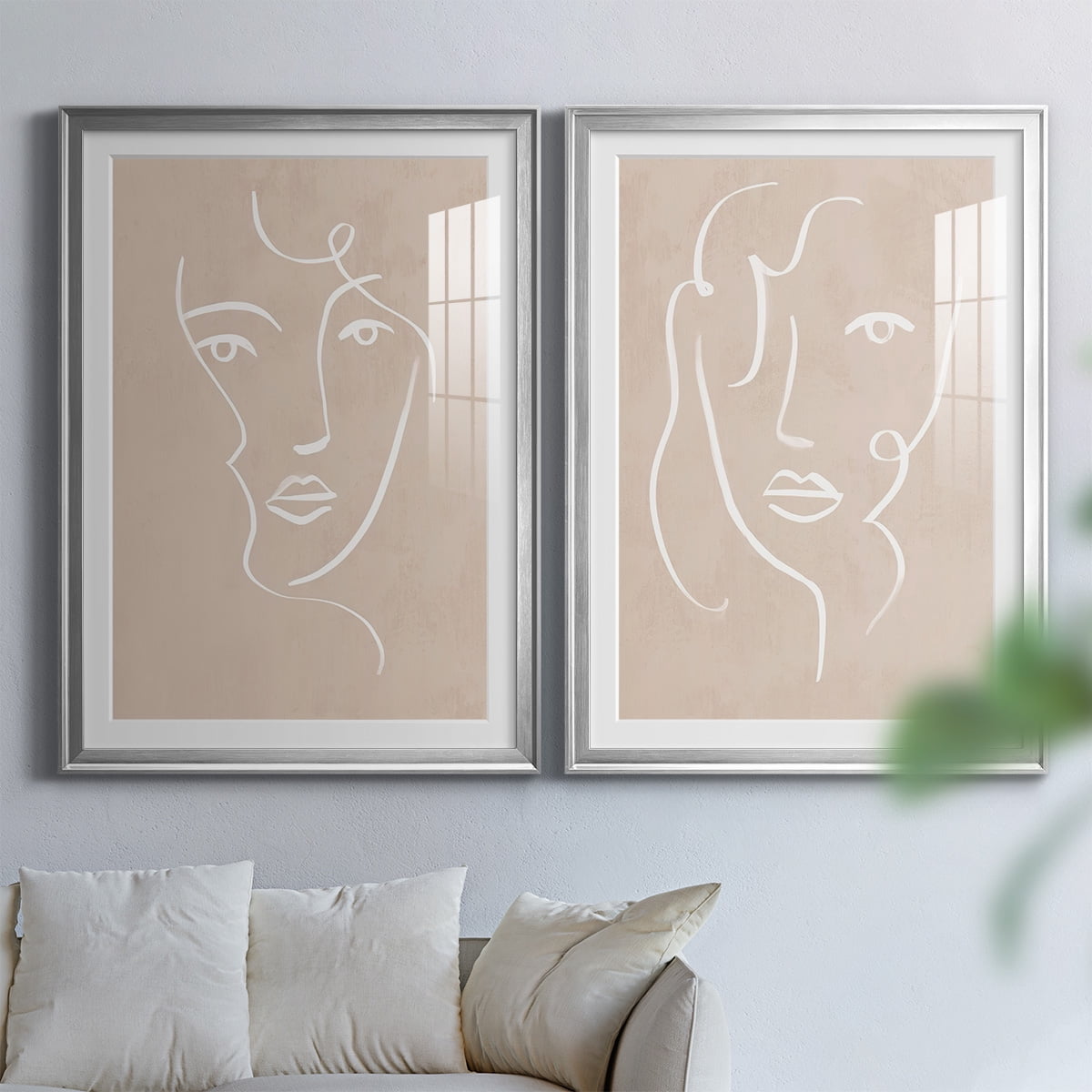 Wexford Home Curly Face I Premium Framed Print, 30.5" x 42.5" - Ready to Hang, Silver (Set of 2)