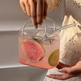 thumbnail image 4 of Glass Bubble Cup with Straw - Handbag Shaped Portable Trendy Drinking Glass - Reusable Beverage Cup for Juice Tea Coffee - White, 4 of 5