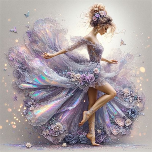 (ZSH1142) Lleno Diamantes Hermosa Falda La Serie Personajes Niña Resina 40*40CM