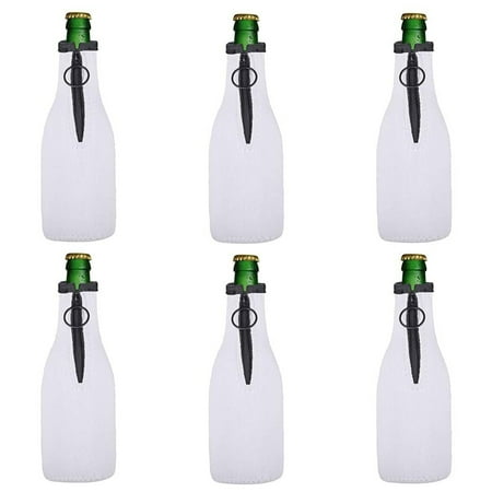 

Beer Bottle Cover Sleeve Neoprene Beer Cooler Cover Insulator Sleeve with Zipper for 12 Oz/330Ml Bottles Party White