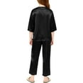 thumbnail image 2 of Cethrio Girls Long Sleeve Pajama Sets, Two Piece Comfy Soft Pullover Sleepwear Loungewear Black Size 6, 2 of 4
