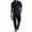 Navy#2026 summer outfits-34, variant on Mens 2 Piece Summer Outfits Cotton Linen Lounge Set Short Sleeve Button Down Shirt and Cargo Pant Sets Navy XXXL