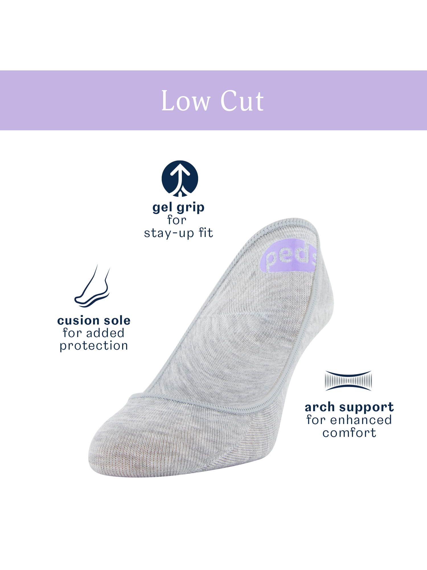 PEDS Women's Low Cut Cushion Liner Socks, 6 Pairs