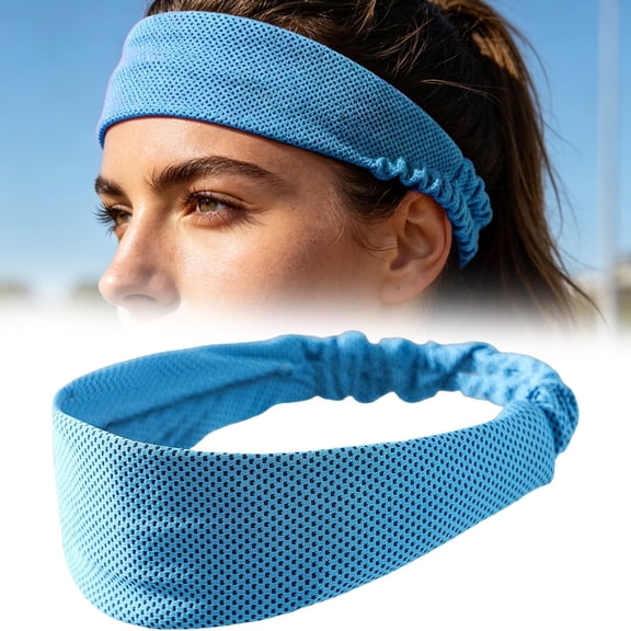 Cooling Headband, Sweat Headbands for Women, Non Slip Wicking Sweat Bands, Elastic Lightweight Running Headband for Workout, Yoga, Tennis, Blue