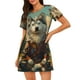 thumbnail image 1 of Fotbe Forest Maple Leaf Husky Bata de Dormir para Mujer con Estampado, Camisón de Algodón de Manga Corta, Ropa de Dormir Casual, 1 of 6