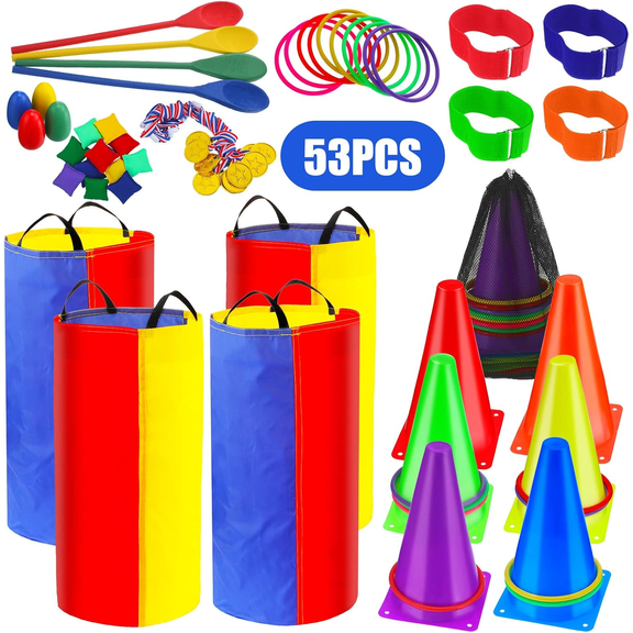 Aijohnny 53PCS Potato Sack Race Bags Set, Outdoor Activities Toys Games, Party Birthday Gifts for Family, Kids and Adult