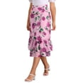 thumbnail image 5 of INSPIRE CHIC Women's Chiffon Skirts Elastic Waist Ruffle Tiered Floral Flowy Midi Skirts L Pink Purple-Floral, 5 of 7