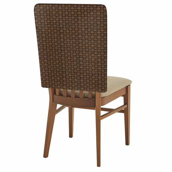 Brown Turquoise Chair Back Covers Set of 4, Vintage Minimalist Dark Brown Turquoise Solid Color Stretch Dining Chair Back Slipcovers Removable Seat Cover for Kitchen Restaurant Hotel Cafe