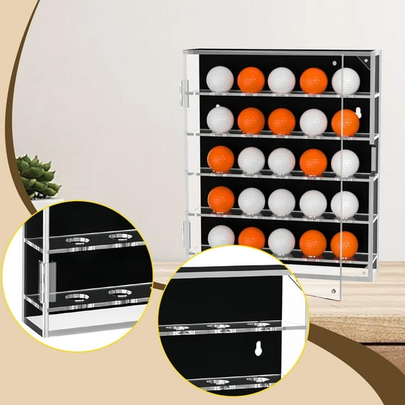 Colaxi Golf Ball Display Case Cabinet with Door for Golf Club Wall Mount for Collectibles Dustproof for 25 Balls Organizer Wall Rack