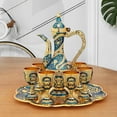 thumbnail image 3 of Juego de cafeteras turcas Artesanía que incluye bandeja de té Tetera y tazas de té Juego de tazas turcas decorativas Jarra de vasos para decoraciones Azul, 3 of 8