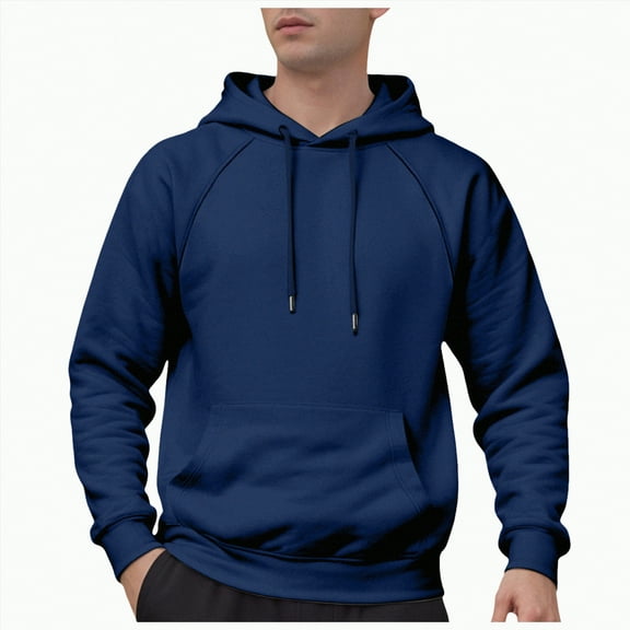 TOWED22 Men's Fleece Pullover Hoodie Loose Fit Soft Hooded Sweatshirt With Pockets(Navy,L)