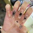 thumbnail image 1 of LRKNNO Uñas postizas adhesivas Halloween de 24 piezas con telaraña negra, 1 of 7
