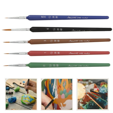 Masteelf 5pcs Portable Fine Tip Calligraphy Brush for Writing Use with Assorted Color 7.5 inches