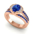 thumbnail image 2 of 2.35 Ct Unique Oval Cut Blue Sapphire Gemstone Wedding Ring for Women 14K Rose Gold Size 3 by Diamond-Capitals, 2 of 8
