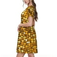 thumbnail image 2 of Balery Bright Shiny Golden Vestidos sueltos de manga corta para mujer, vestidos de verano 2025, vestidos casuales de corte A con vuelo., 2 of 6
