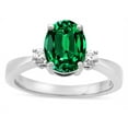 thumbnail image 2 of Star K � 3 Three Stone Oval Simulated Emerald Classic Engagement Promise Ring, 2 of 9