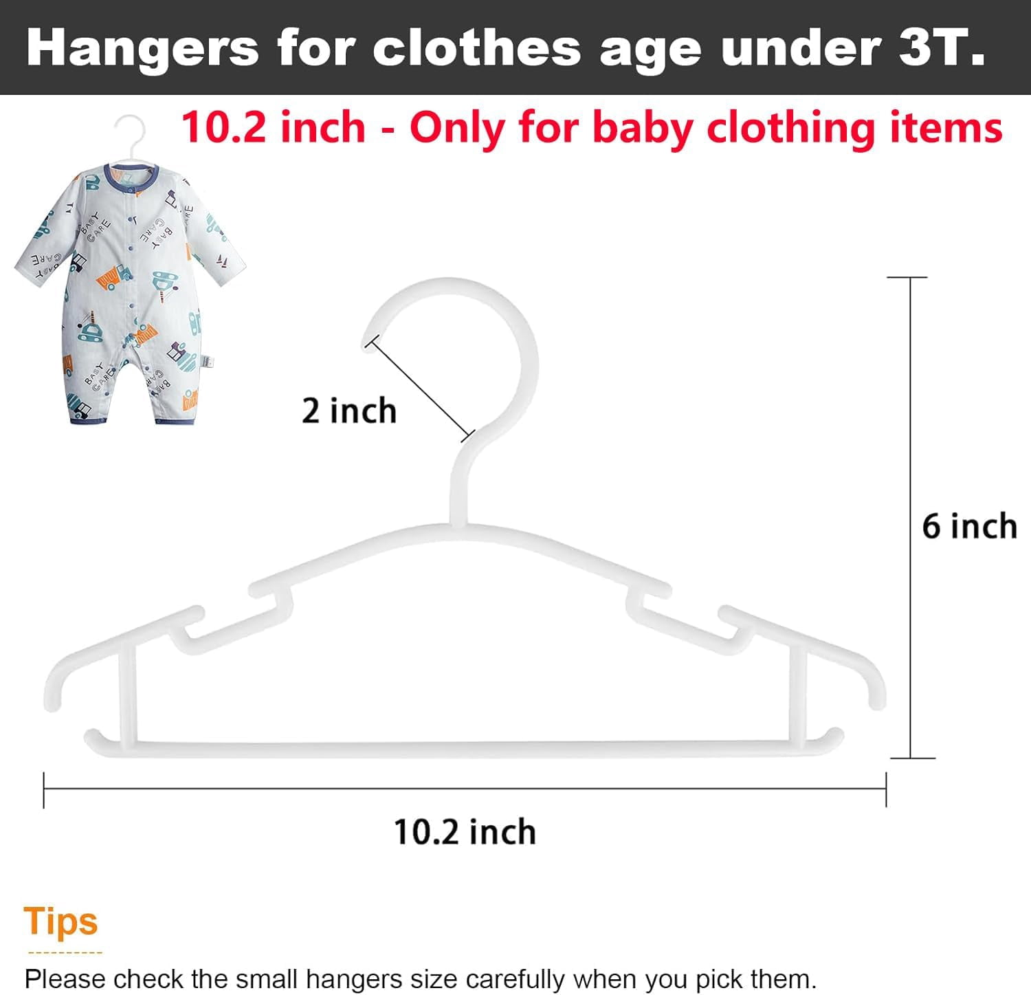 GoodtoU Kids Hangers 100 Pack Baby Hangers for Closet Toddler Hangers Plastic White Childrens Hangers Small Hangers 10.24inch (0-24 Months)
