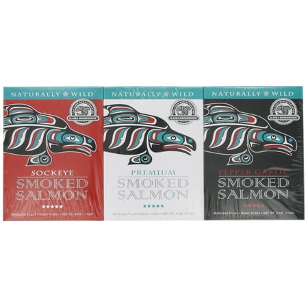 Alaska Smokehouse Trio of Smoked Salmon/Pepper KKS1 Garlic/Sockeye Gift Set 4 ounce each Alaska Smokehouse Trio of Smoked Salmon/Pepper KKS1 Garlic/Sockeye Gift Set 4 ounce each