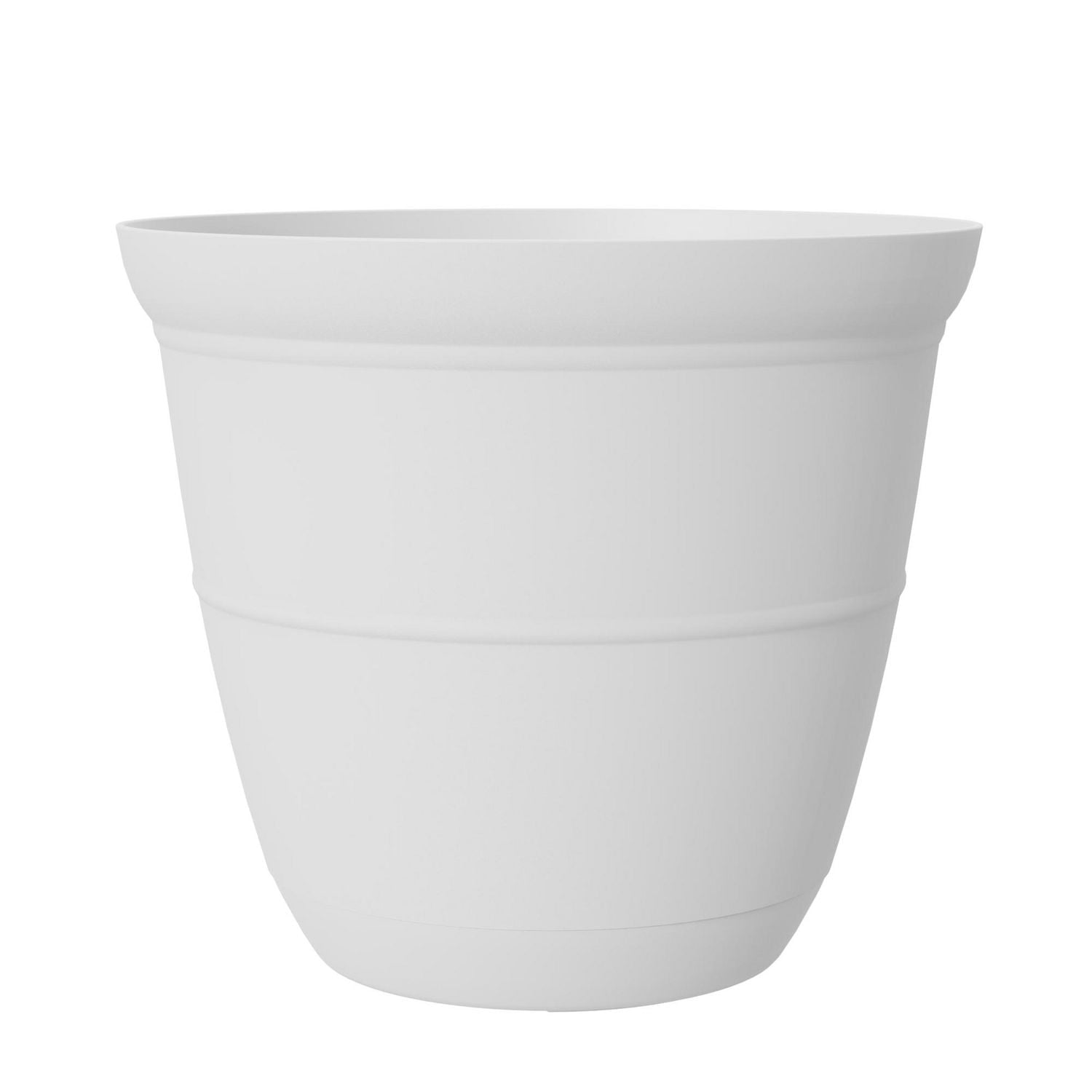 Mainstays Basic bell planter 12 inch White, Classic Design with Attached Tray Durable Weather Resistant, 12" white bottom tray. Durable, lightweight, and weather-resistant.