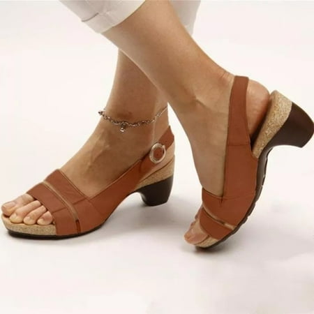 

Women Peep-toe Heeled Sandals 5 Colors Heeled Beach Open Toe Shoes for Summer Beach Play Travel