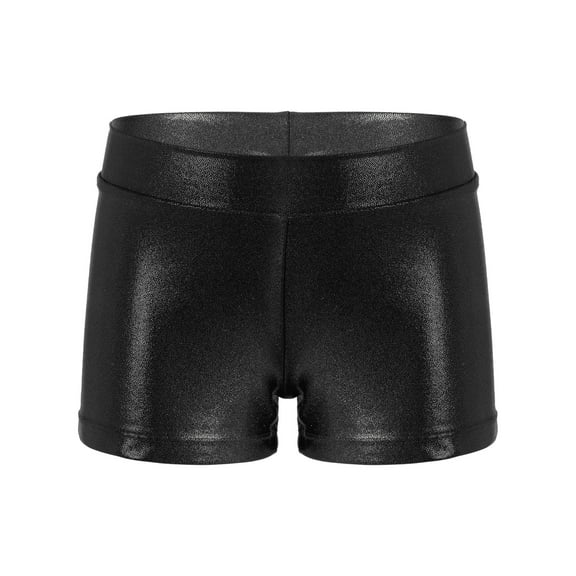 iiniim Kids Girls Shiny Metallic Ballet Dance Shorts Athletic Gym Gymnastics Yoga Workout Shorts Bottoms