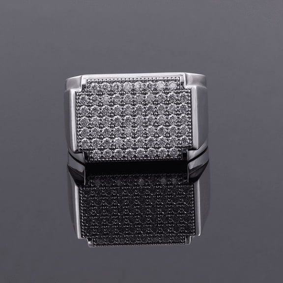 Eclet Jewels Brilliant 0.7 Ct Round Cut Diamond Ring - Silver 14K White gold Plated Ring - Bold Belt Diamond Ring for Men's - Wedding Rings for Men's - Wedding White Diamond Ring