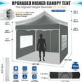 thumbnail image 5 of Hoteel 10x10 Heavy Duty Canopy Tent with 4 Sidewalls, Commercial Instant Shelter Tent for Parties, Wedding Event, Adjustable Outdoor Canopy with Carry Bag, 4 Ropes & 8 Stakes, Gray, 5 of 8