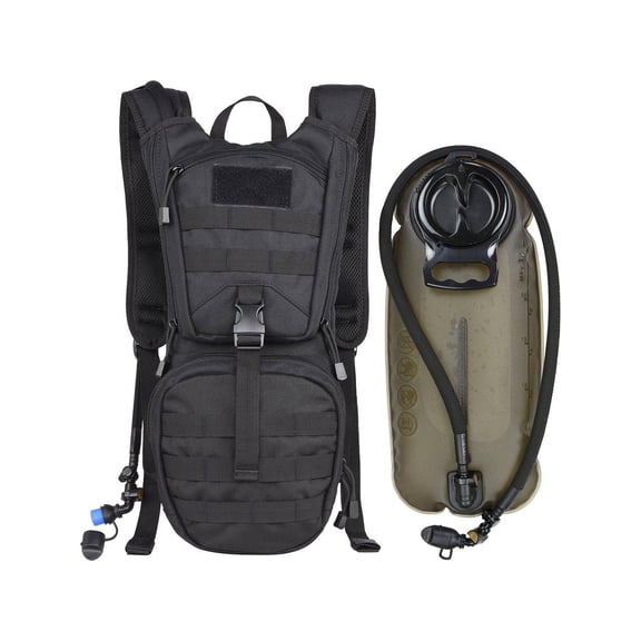 Molle Hydration Pack Backpack with 3L TPU Water Bladder, Military Daypack for Cycling, Hiking, Running, Climbing, Hunting, Biking Tan