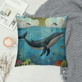thumbnail image 2 of Whale Throw Pillow Cushion Cover, Massive Whale The Master of The Oceans Themedround Planet Nature, Decorative Square Accent Pillow Case, Blue Orange, 2 of 5