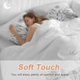 thumbnail image 4 of Minimalism Flower Bedding Duvet Cover Set Queen Size 4 Pieces Line Drawing Simple Plants Black Grey Bedding Set with Zipper Closure, 1 Comforter Cover 90x92 Inches 1 Flat Sheet & 2 Pillow Cases, 4 of 7