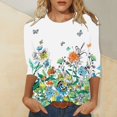 thumbnail image 2 of TSADFHJI Hauts Femmes Manches Courtes Chandail Femme 3/4 Manches Hauts Chemise Décontractée Col Rond Chemise Imprimée Mode Blouse Légère TG Blanc, 2 of 5