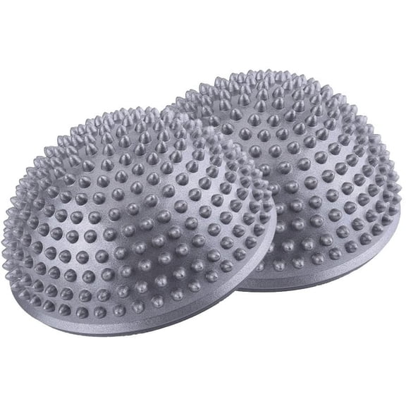 ABCISI 2Pcs/Lot Balance Pods, Half Ball Massage Foot Sports Balance Hedgehog Pimples Pilates Ball for Yoga Fitness Gymnastics Exercise (16cm, Silver)