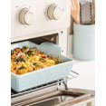 thumbnail image 3 of Square Porcelain Baking Dish, 8"x 8" Ceramic Baking Pan, Embossed Lasagna Pan with Handle, Casserole Dish for Cooking Roast Chicken Dinner Kitchen, Light Sky Blue, 3 of 7